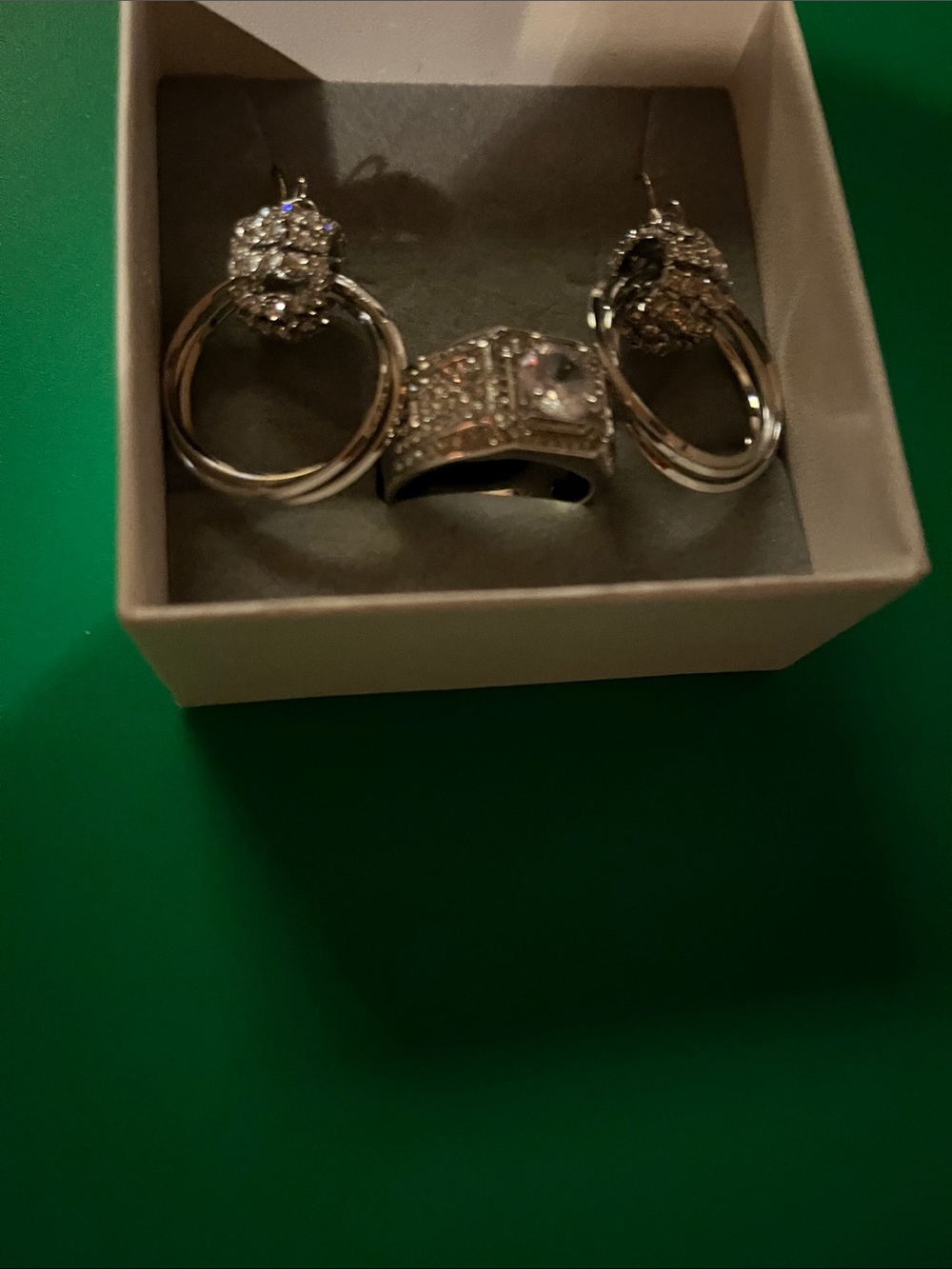 Crystal-Embellished Silver Hoop Earrings
